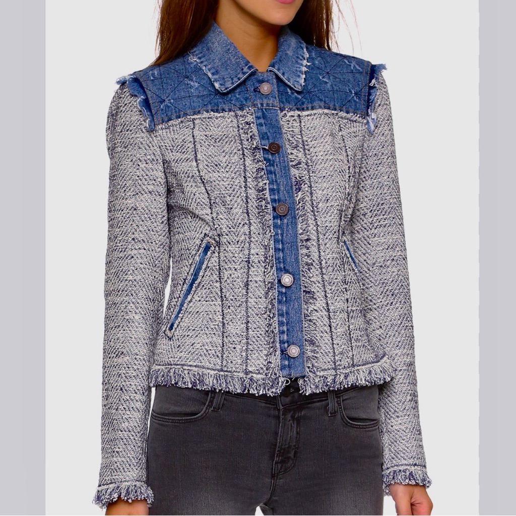 Rebecca Taylor ‘Boho’ Tweed And Denim Jacket. Size 10.